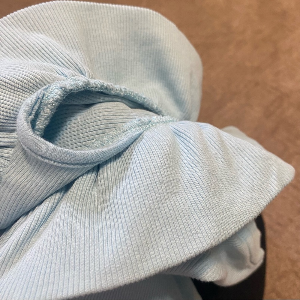 {Zara} Baby Blue Ribbed Sleeveless Crop Top | Ruffles ~ Size Small - Picture 10 of 16